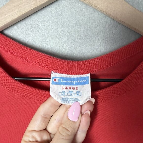 Champion Men's Classic Graphic Jersey Script T-Shirt Size L Scarlet Red - Picture 2 of 12